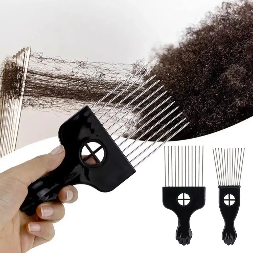 مشط أفرو بيك ذو طرف حاد دبابيس معدنية مشط أفرو بيك لتصفيف الشعر مشط أفرو بيك أداة تصفيف حجم كبير