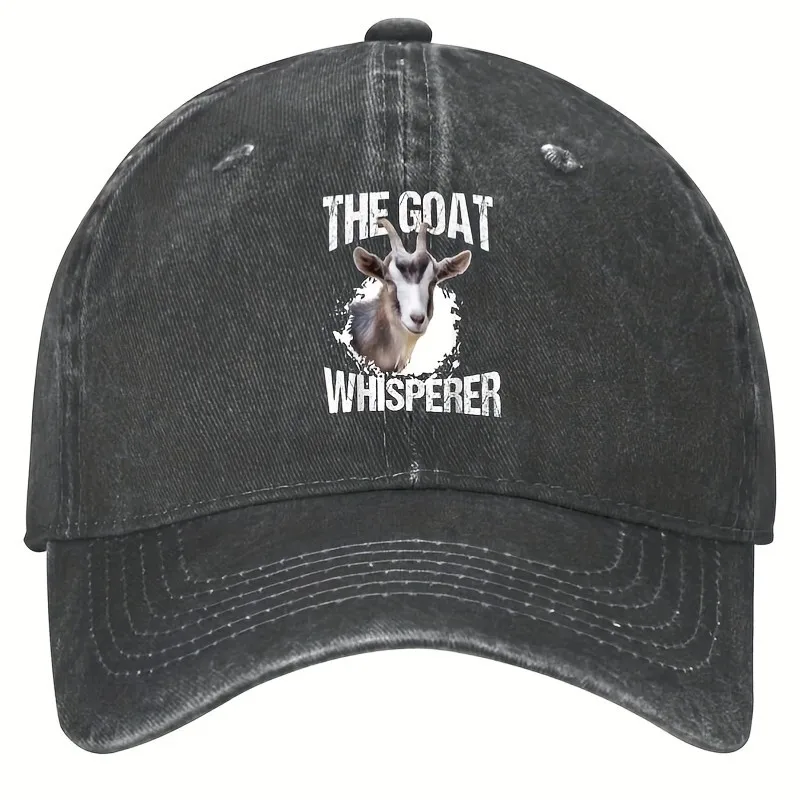 The Goat Whisperer Distressed Baseball Cap Funny Goat Print Adjustable Outdoor Hat for Goat Lovers