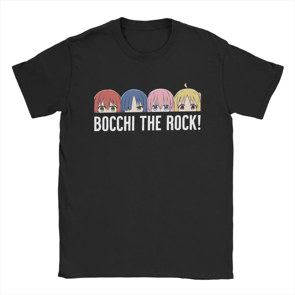 Awesome Bocchi The Rock Peeker T-Shirts for Men O Neck Cotton T Shirt Anime Short Sleeve Tee Shirt Birthday Present Clothing