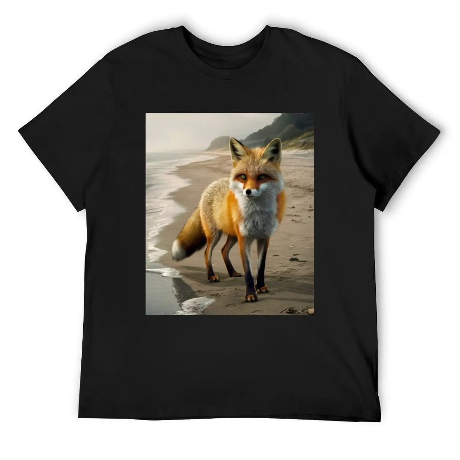 

Fox Portrait. beach view T-Shirt custom t shirt oversized t shirt mens white t shirts