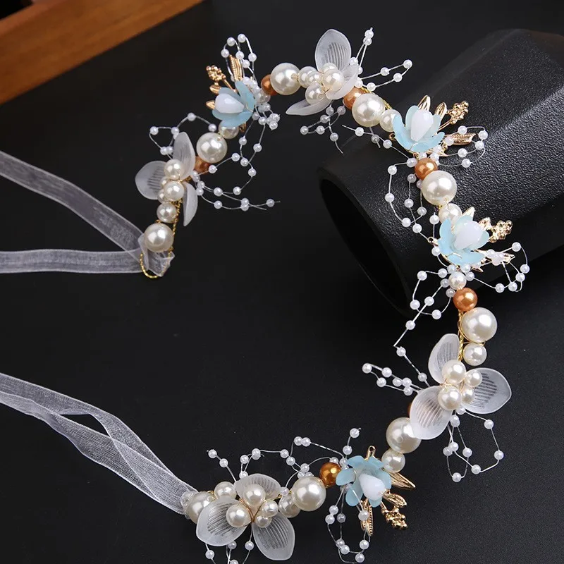 

Flower Wreath Headband for Children, Little Girl's Fairy-Style Pearl Flower Hairband, Fairy Girl Headband Hair Accessory