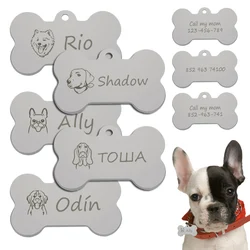 Personalized Bone Dog Cat Tags Engraved ID Name Puppy Pet Collar Pendant Pet Accessories Necklace Chain Charm Supplies