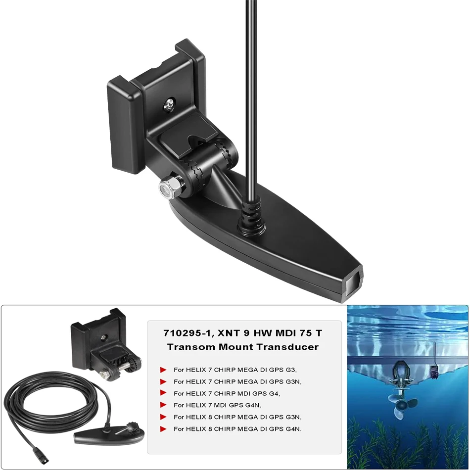 

TM 710295-1 XNT 9 HW MDI 75 T for Helix 7/8 MEGA Down Imaging Dual Spectrum Chirp with Temperature Transom Mount Transducer