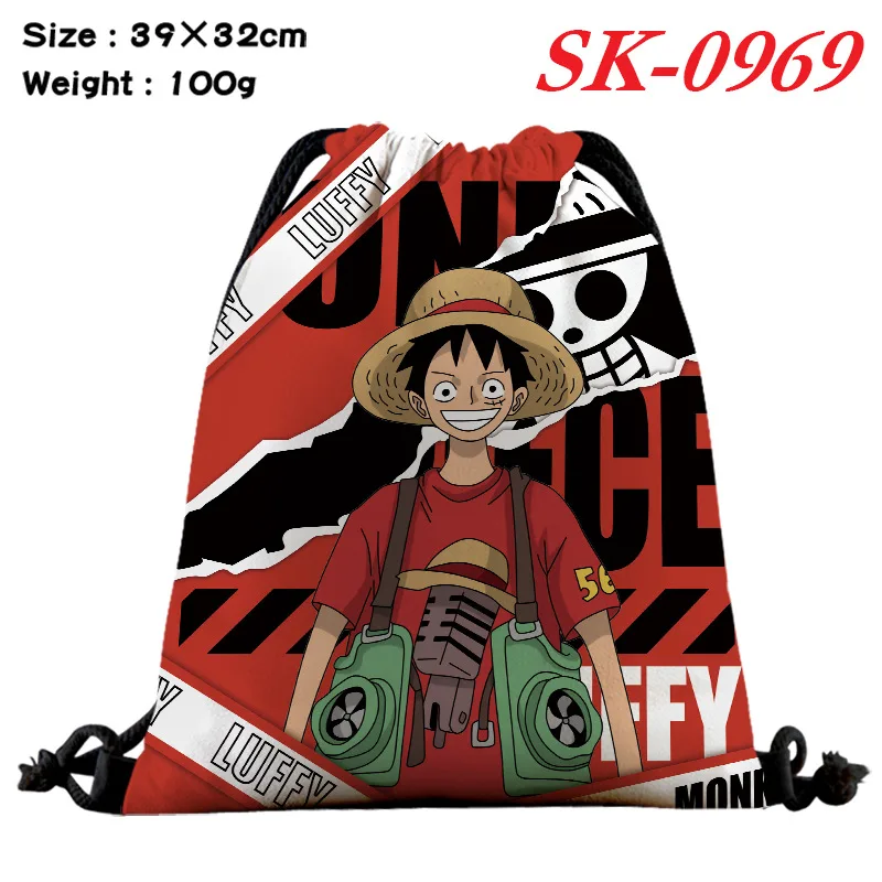 One Piece Cartoon Anime Storage Backpack Luffy Zoro Nami Student Fashion Printed Drawstring Travel Bag Multifunctional Pocket