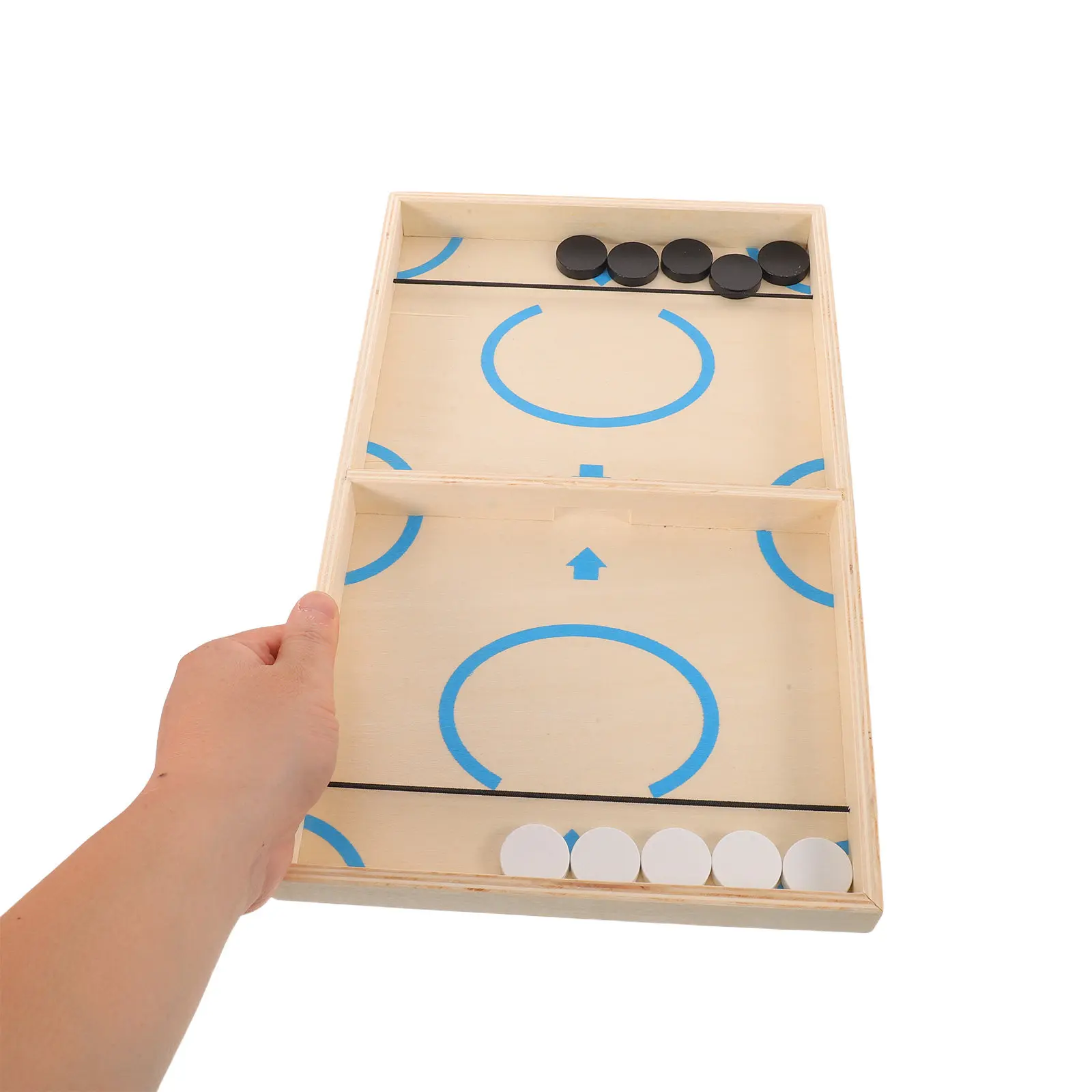 1Set Wooden Chess Board Sling Puck Fast Paced 2 Player Family Game Kids Dexterity Hand Eye Coordination Tabletop Portable Game