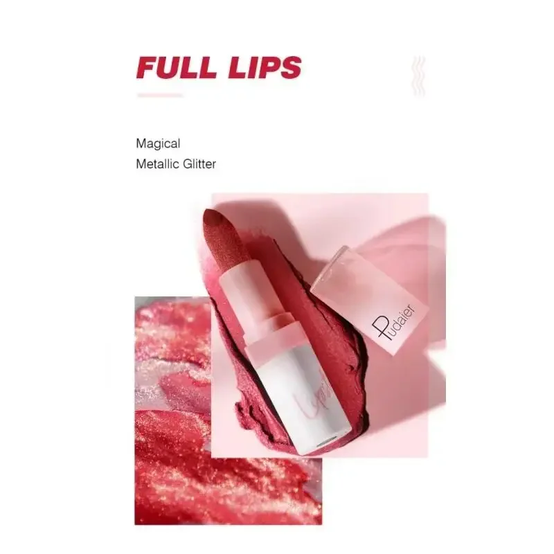 Pearl Diamond Lipstick 10 Colors Waterproof Shiny Glitter Non Stick Red Tint Smooth Long Lasting Pearlescent Lip Makeup