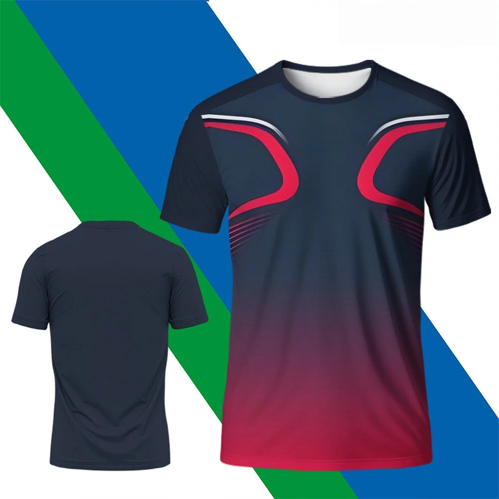 

Men's Clothing Sports 3D Short Sleeve T Shirt Outdoor Running Badminton Sportswear Quick Drying Lightweight Soft Men's T-Shirt