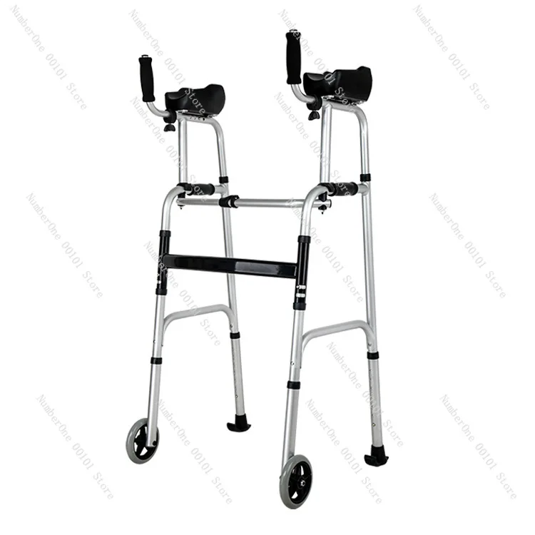 walker with wheel and seat aluminum alloy disabled four-legged crutches rehabilitation auxiliary walker