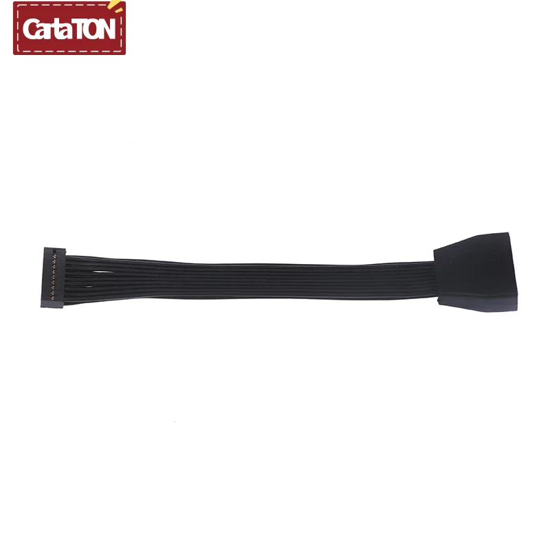 Small Mini USB 3.0 19/20 Pin Internal Extension Header Adapter Cable Black Flat Wire Cable for Motherboard 5.9inch/15cm