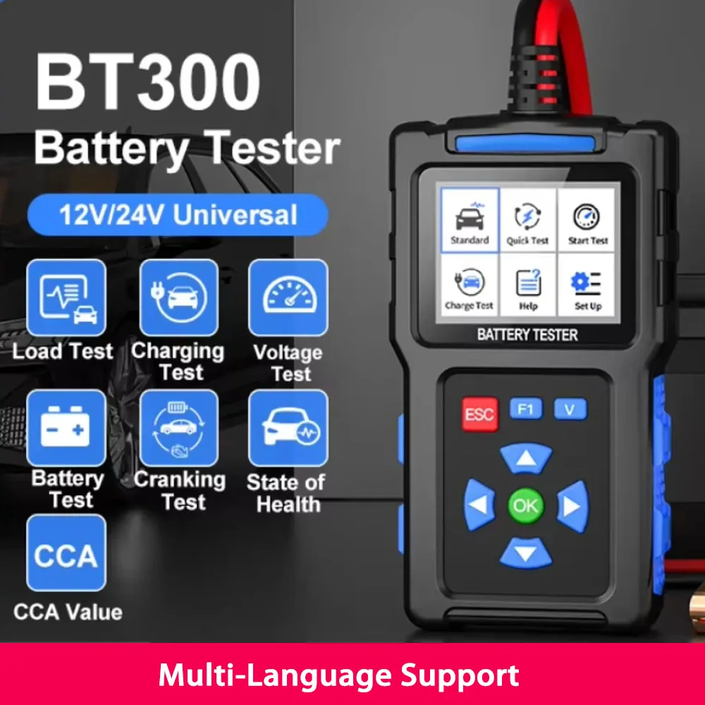 BT300 Car Battery Tester Car Battery Tool Car Battery Tester 6V/12V Battery System Detect Auto Battery Analyzer Car Battery Tool