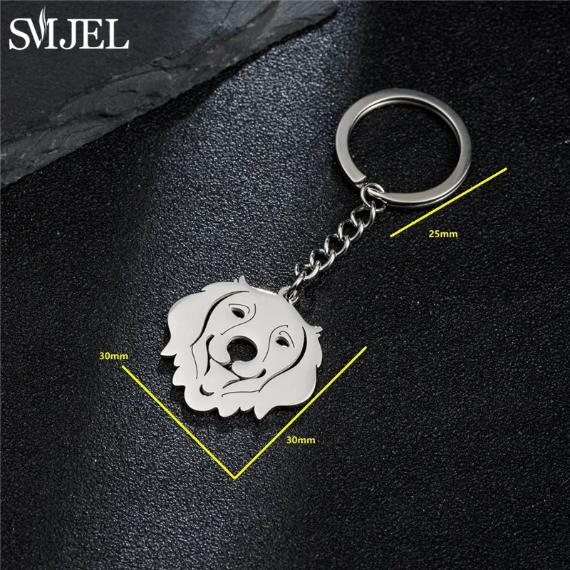 Cute Shepherd Dog Keychain Fashion Stainless Steel Animal Keyring Ornament Poodle Key Chain Ring Backpack Pendant Girl Toys Gift