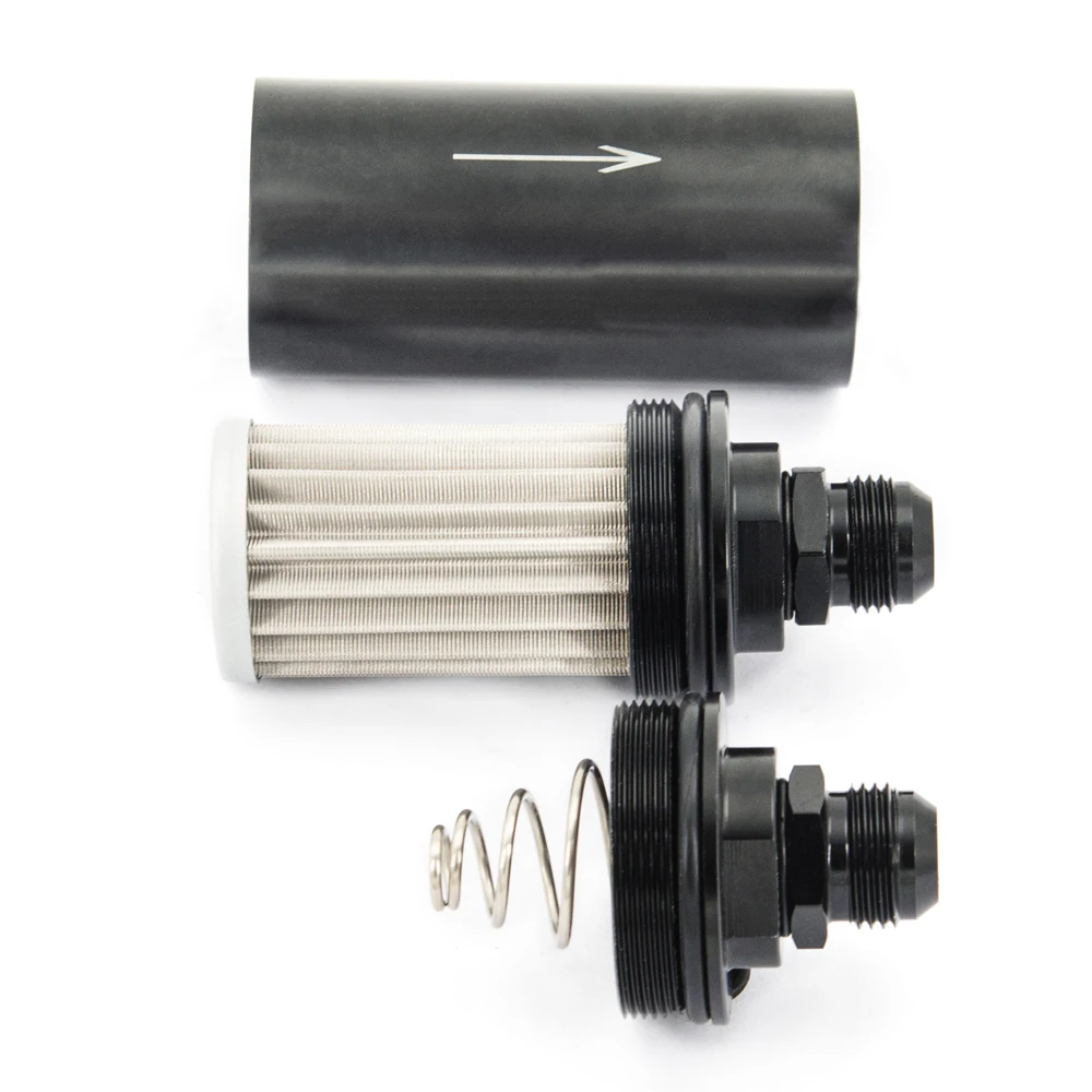 auto aluminum 51MM fuel filter E85 stainless steel filter with 100 microns steel element AN6 AN8 AN10 adaptor fittings