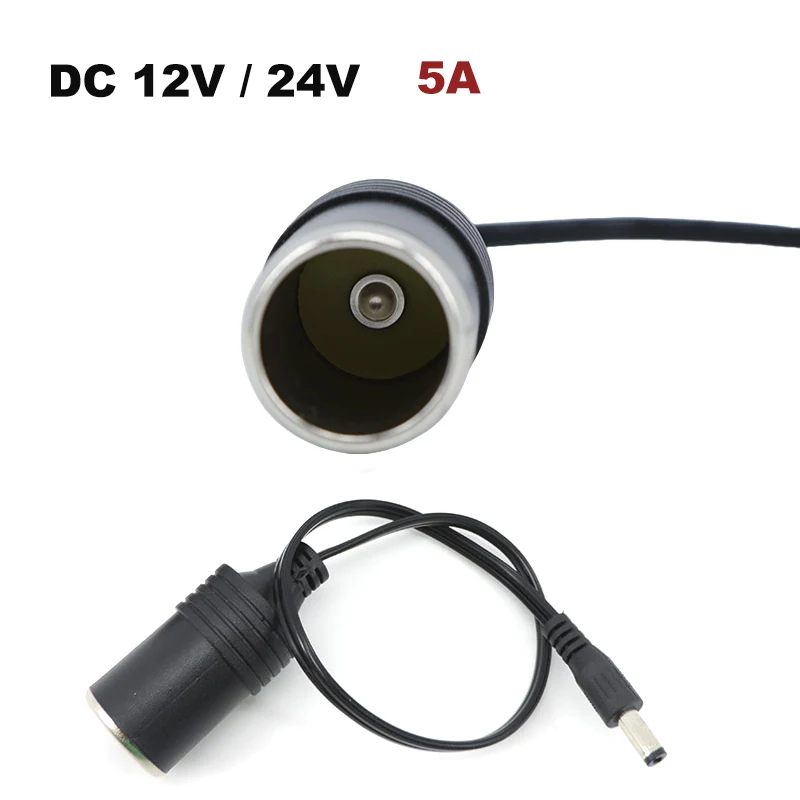 تيار مستمر 12/24 فولت ذكر 5.5x2.1 مللي متر إلى سيارة أنثى المقبس ولاعة السجائر كابل توصيل إمدادات الطاقة مهايئ شاحن سلك اكسسوارات السيارات J