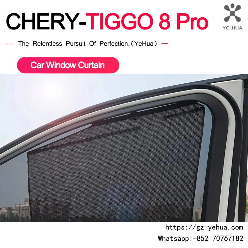 

For Chery Tiggo 8 Pro 2020 2023 Retractable Window Sunshade Curtain Roll-Up UV Blocker Sun Visor Privacy Protection Modify