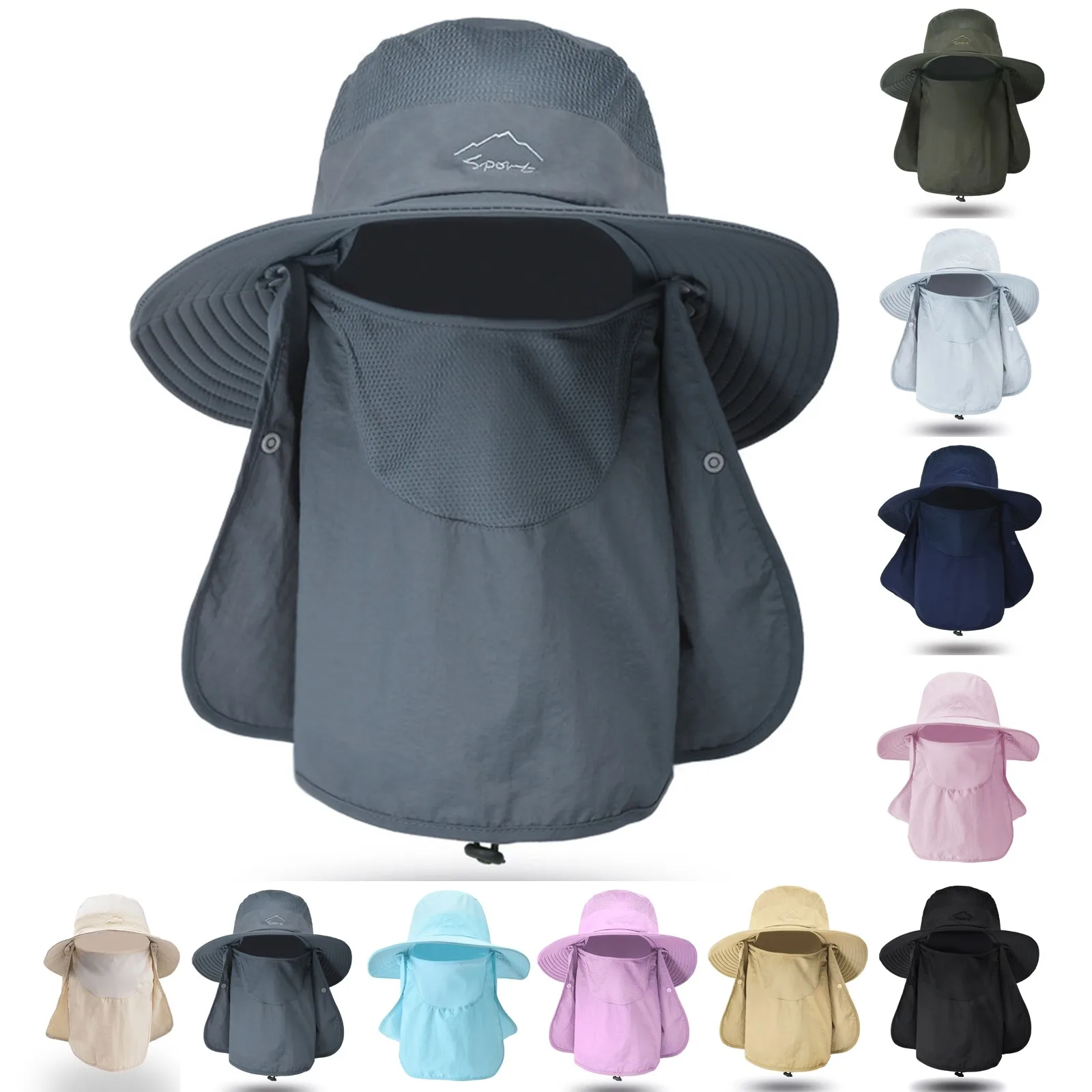 الصيف في الهواء الطلق الرجال والنساء تسلق الجبال كبيرة الحواف صياد قبعة قبعة الشمس المضادة للأشعة فوق البنفسجية قبعة الصيد قبعة الشمس ، قبعات للحماية من الأشعة فوق البنفسجية