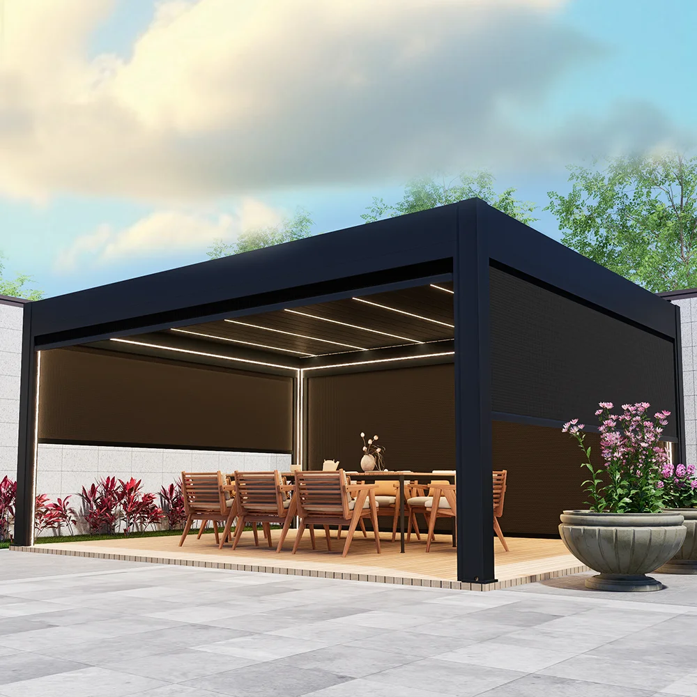 Vehicle Shelter Pergola 3x6m Aluminum Motorized Louvered Waterproof Carport For Patio Garden Backyard Parking Shade Customized