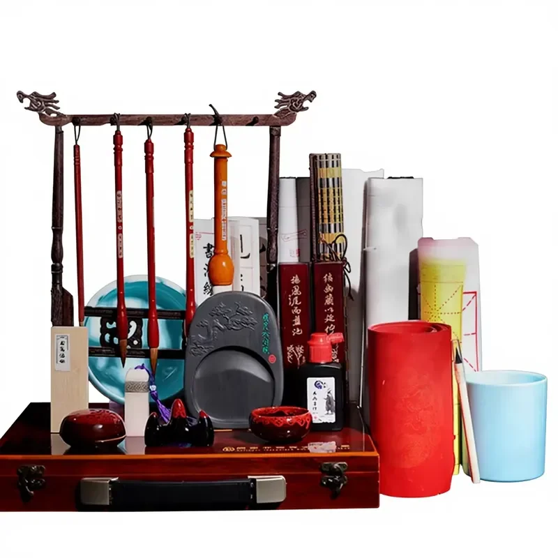 Nanchang Sibao Learning Brush Set Gift Box contains brush, ink, paper rack and hanger, suitable for adult beginners
