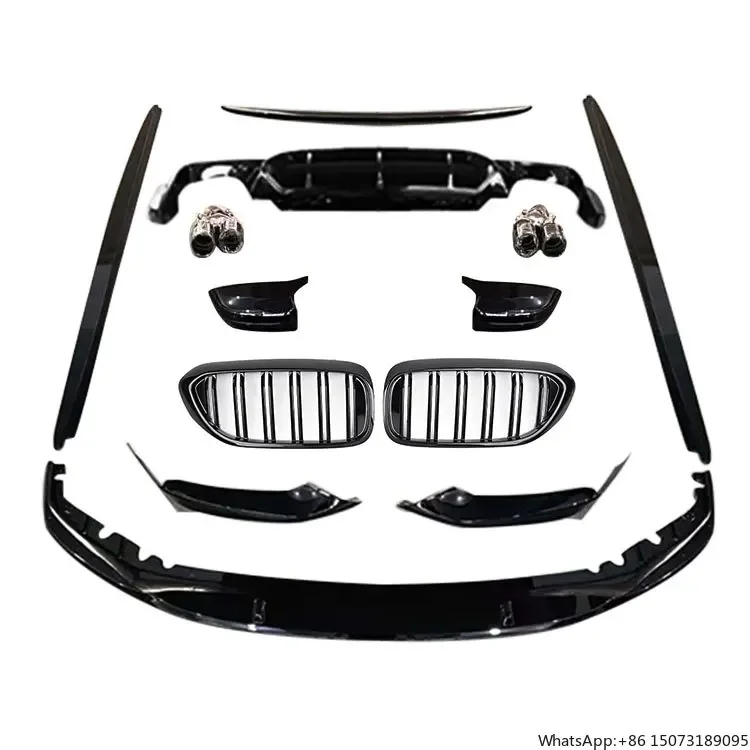Glossy Black G30 Diffuser Lip Grill Car Body Kit 2018-2020 for  5 Series G30 G38 MP Style Black Bodykit