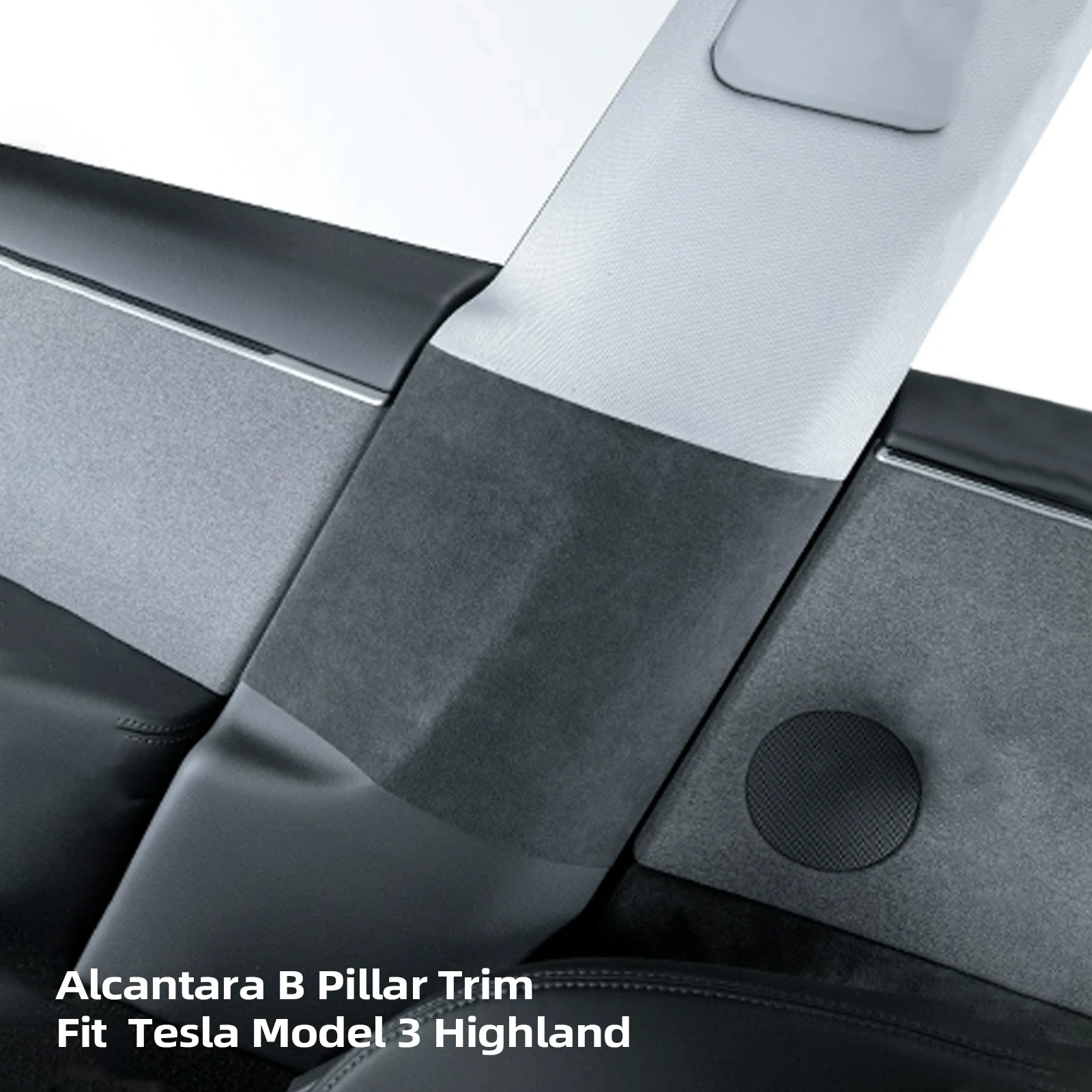 Alfanxi B Pillar Decration Trim Kit  Alcantara Material B Pillar Cover Compatible with Tesla Model 3 Tesla Highland