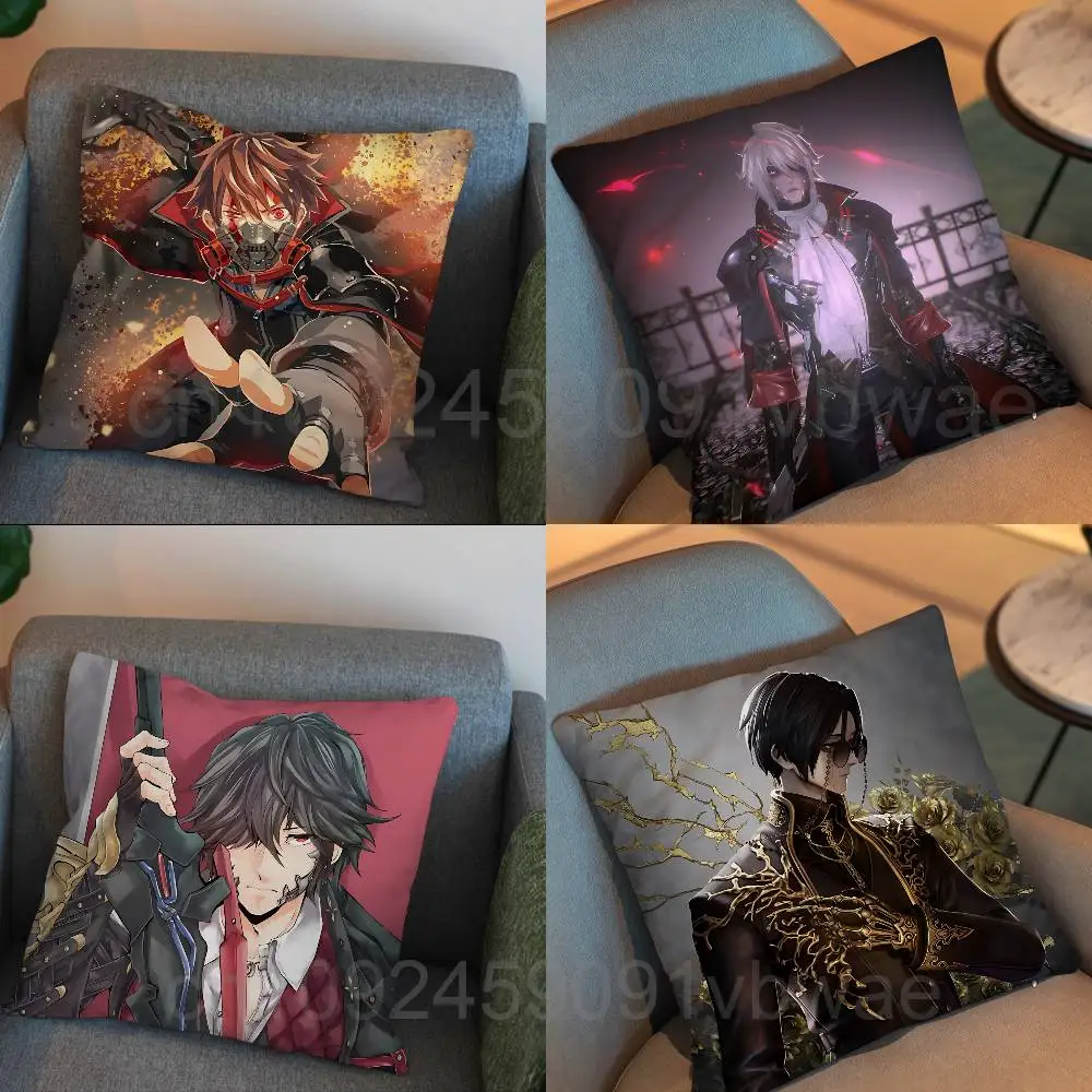 Soul Bound Vampire Code Vein II  Pillow Case Anti-dustmite Pillowcase Invisible zipper silky short plush Sofa cushion cover
