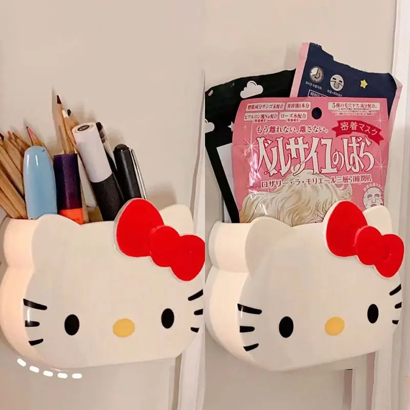 Hello Kitty Bathroom Shelf Cartoon Cute Children'S Toothbrush Holder Wall Mounted Toilet Household Minimalist Shelf No Punching