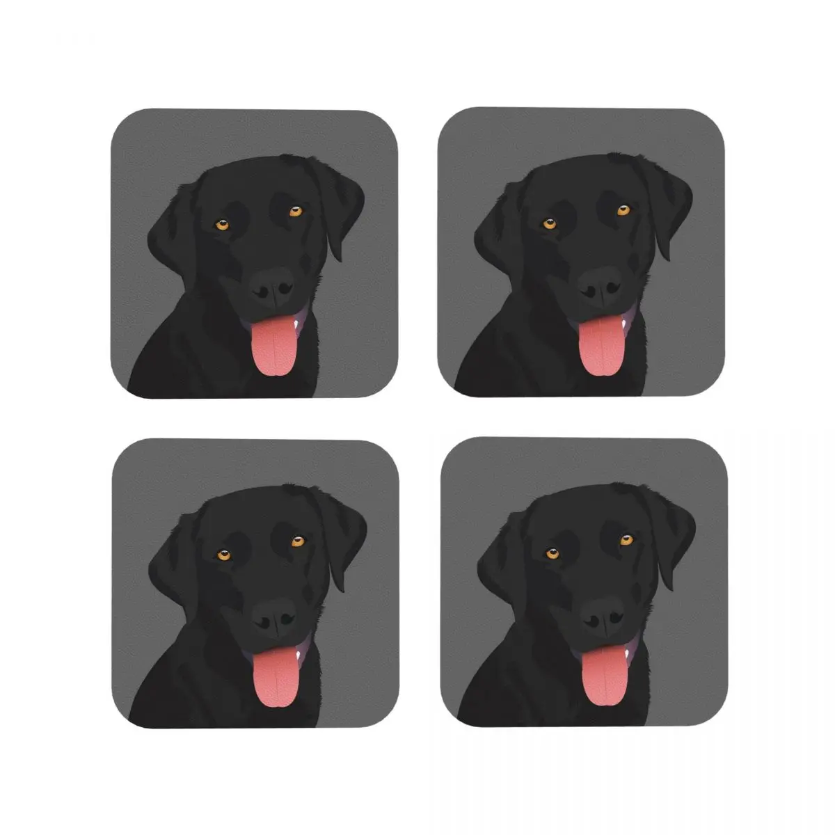 Bruno The Black Lab Coasters Kitchen Placemats Waterproof Insulation Cup Coffee Mats For Decor Home Tableware Pads Set of 4