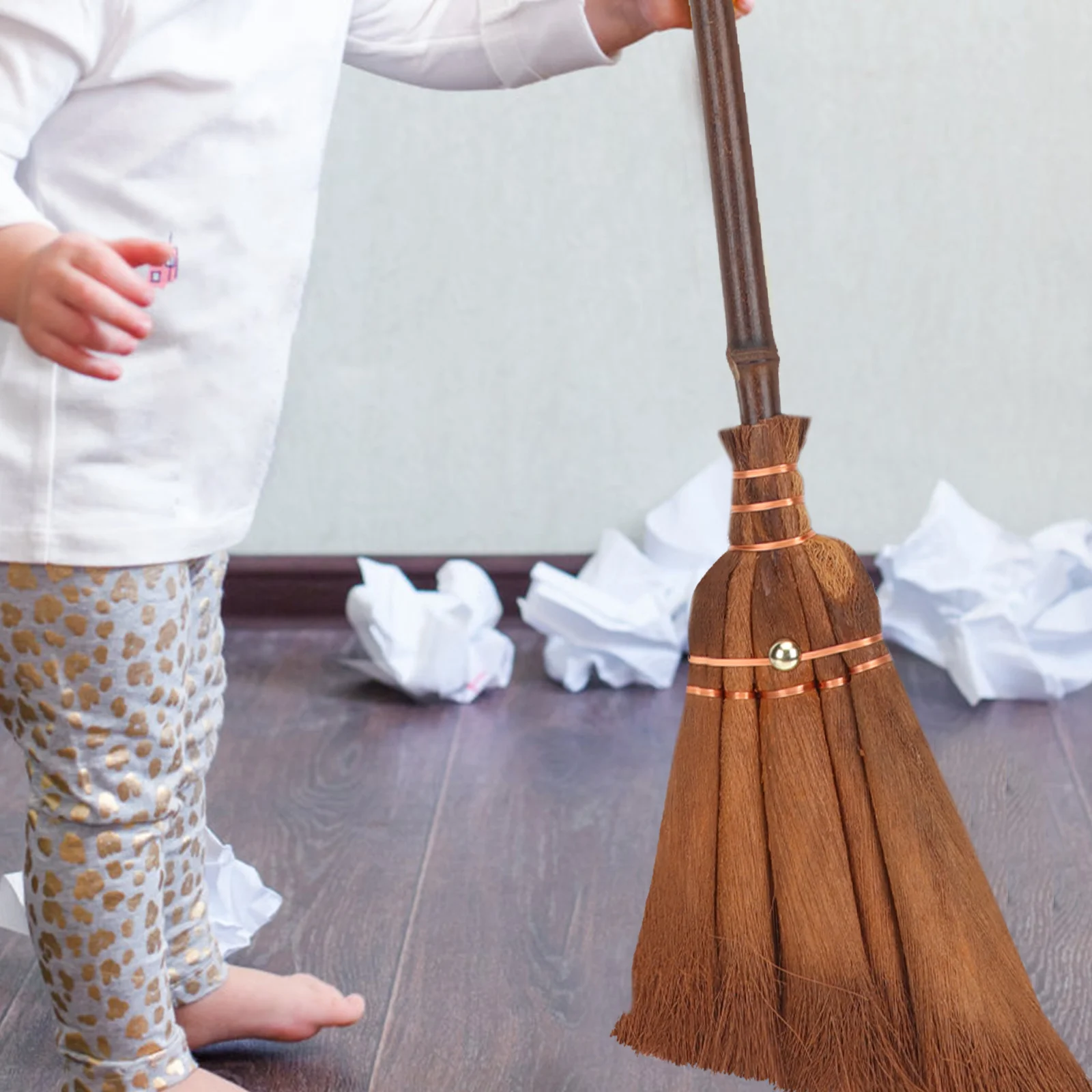 

Children's Broom Push Baby Kid Size for Sweeping The Floor Kids Small Broomstick Cleaning Wooden Toy