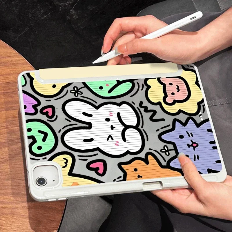 Detachable Cover for 2018 9.7 5/6th 2021 10.2 7/8/9 Generation IPad Air 5 2022 Air 4 Case IPad 10th Generation Cute Bunny Puppy