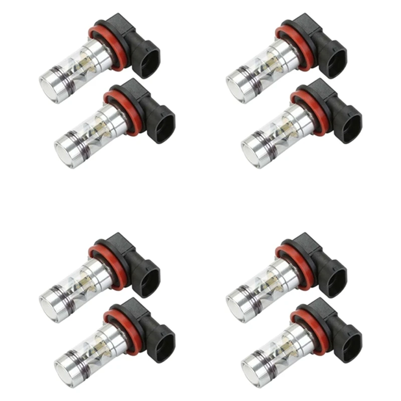 8X H16 H11 H8 6000K สีขาว100W ไฟตัดหมอก LED พลังสูง DRL