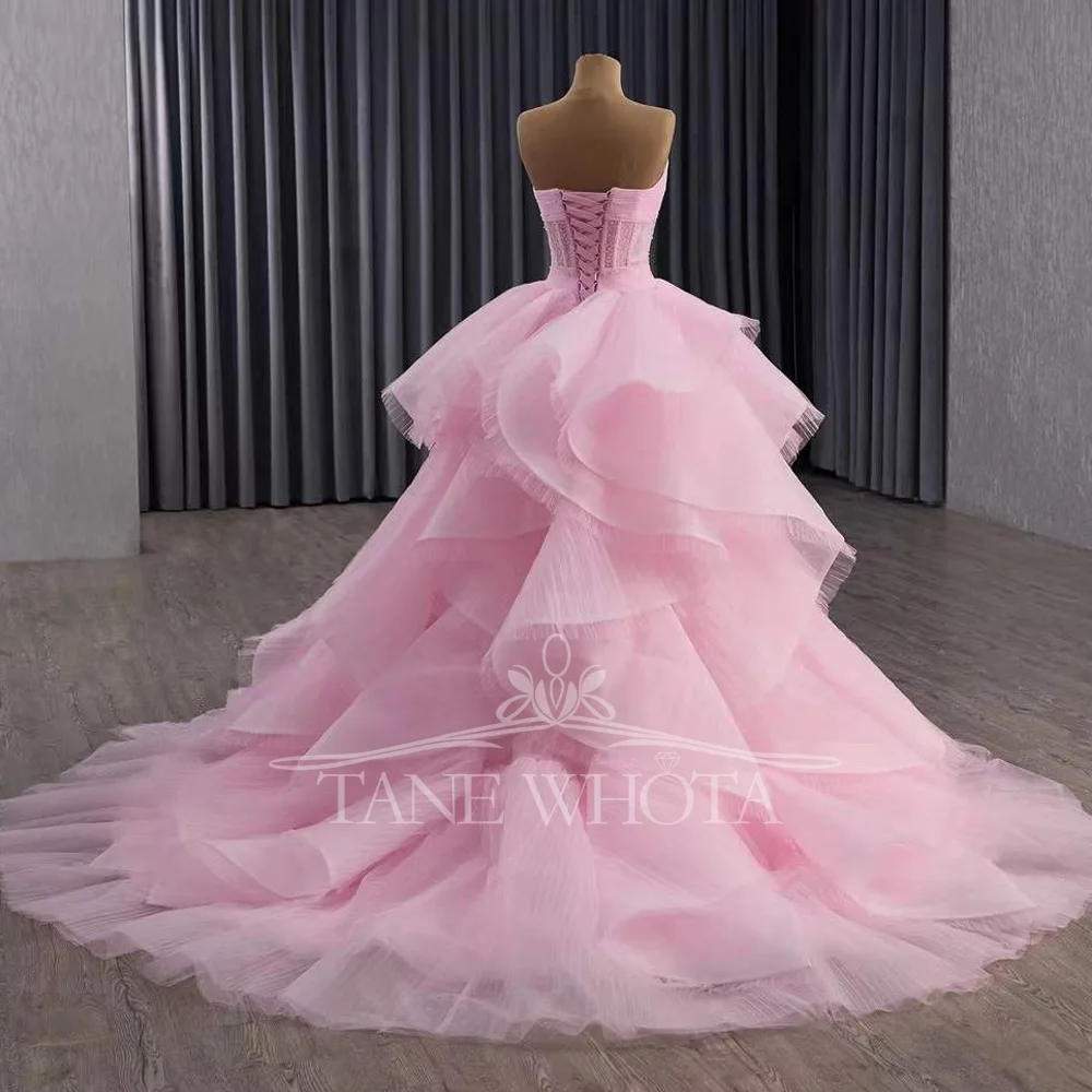 Элегантное длинное бальное платье в форме сердца, вечернее платье розового цвета со шнуровкой сзади, расшитое блестками и кристаллами, настраиваемое, подходит для женщин