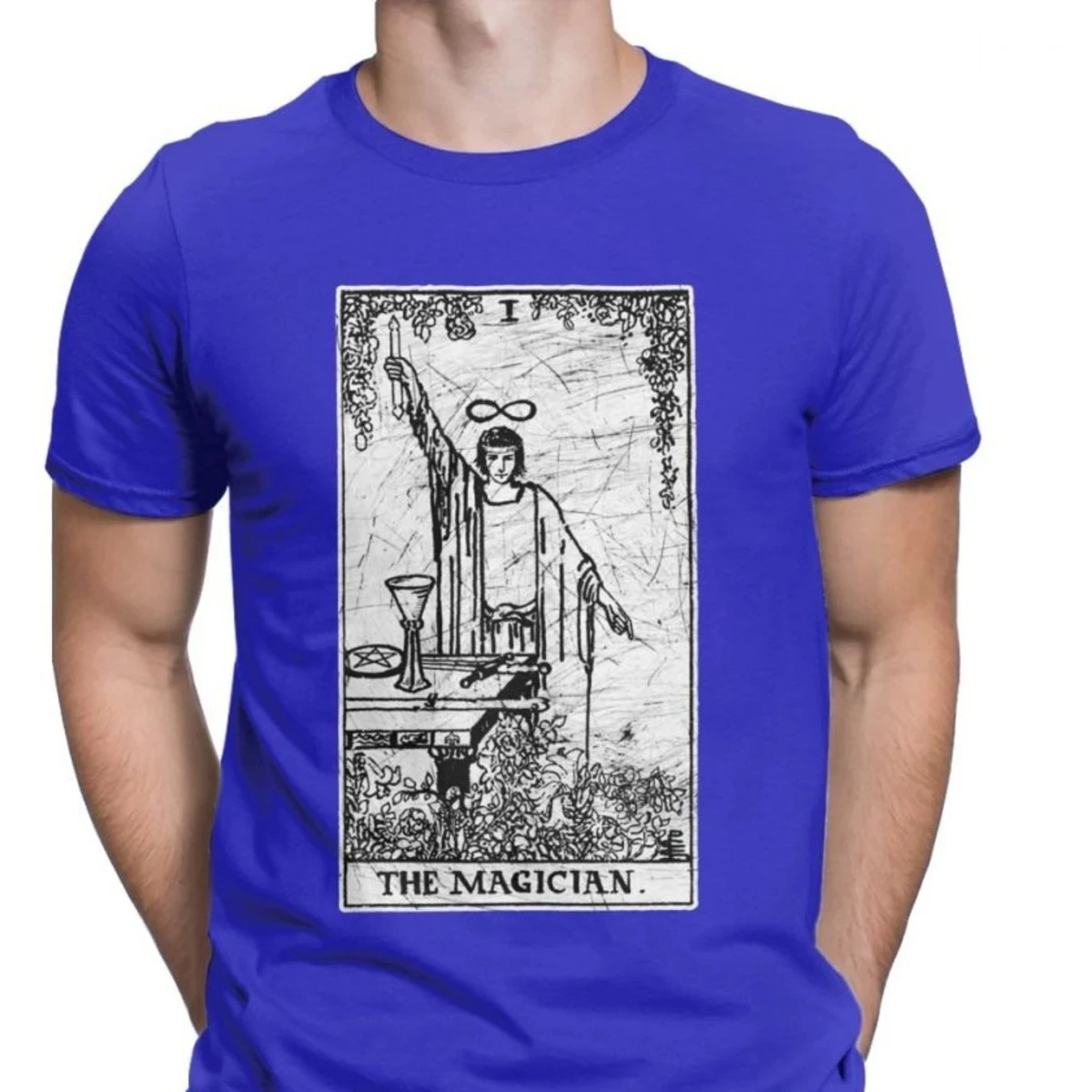 The Magician Tarot Card Major Arcana Tune Telling Occult T-Shirt Men Novelty Cotton Tee Shirt Harajuku Fitness Loose T Shirts