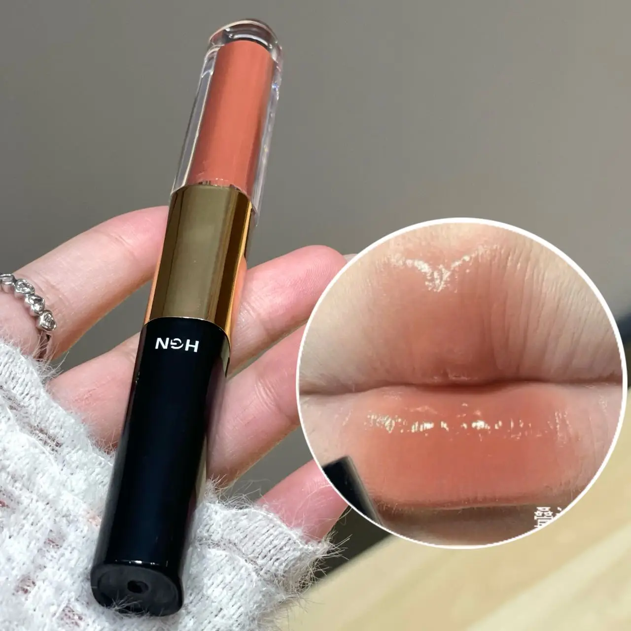 Hgn Doppelseitiger Matter und Glänzender Lipgloss Weicher Matter Taufrischer Glanz Langanhaltende Farbe Aufhellender Hautton Vielseitige Make-up-Stile – Detail 4