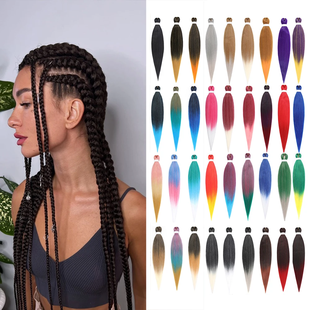 Pre-stretched Braids Hair Professional Itch Free Hot Water Setting Synthetic Fiber Ombre Yaki Texture Braid Hair Extensions