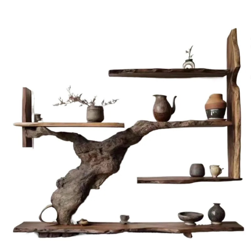 

Camphor wood solid wood Bogu rack tea display storage cabinet log Duobao Pavilion shelf