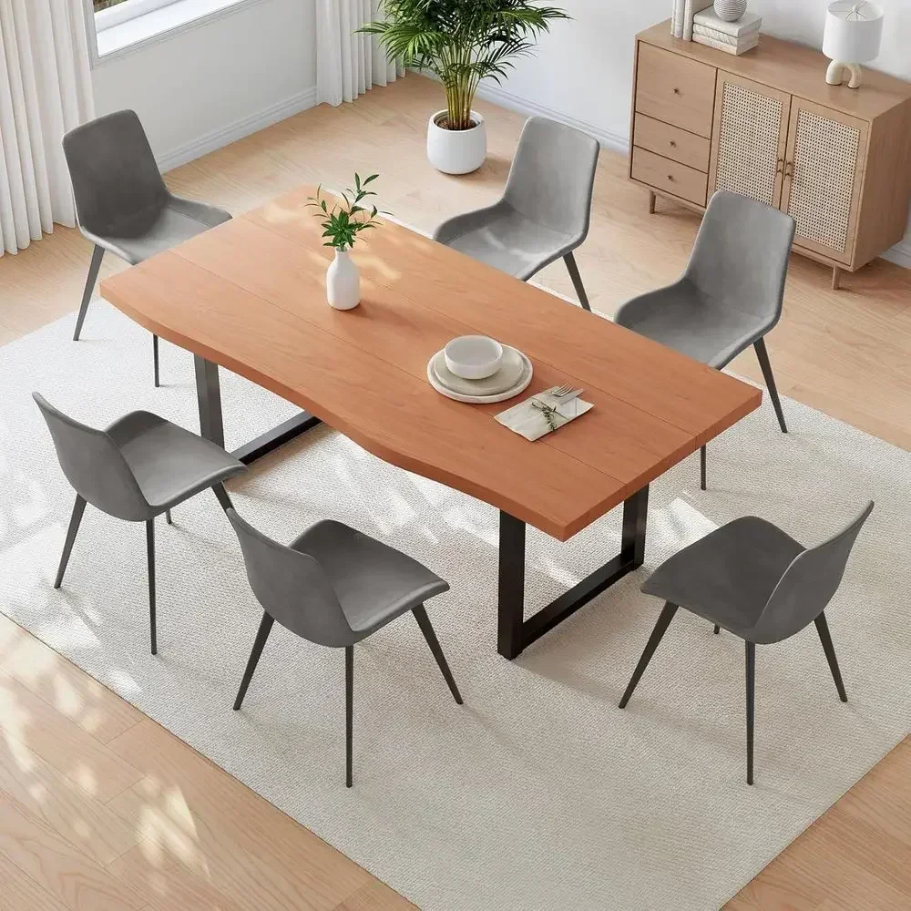 Elegant 63 Solid Wood Dining Table Set for 4, Thickened MDF Table Suitable for Living Room, Kitchen, or Office