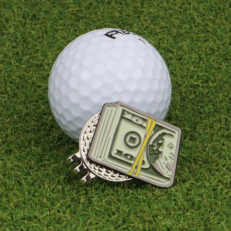 1Pc Dollar Bill Golf Ball Marker Hat Clip Ball Markers Golf Hat Clips Golf Ball Marker Holder Removable For Golf Hats Marker