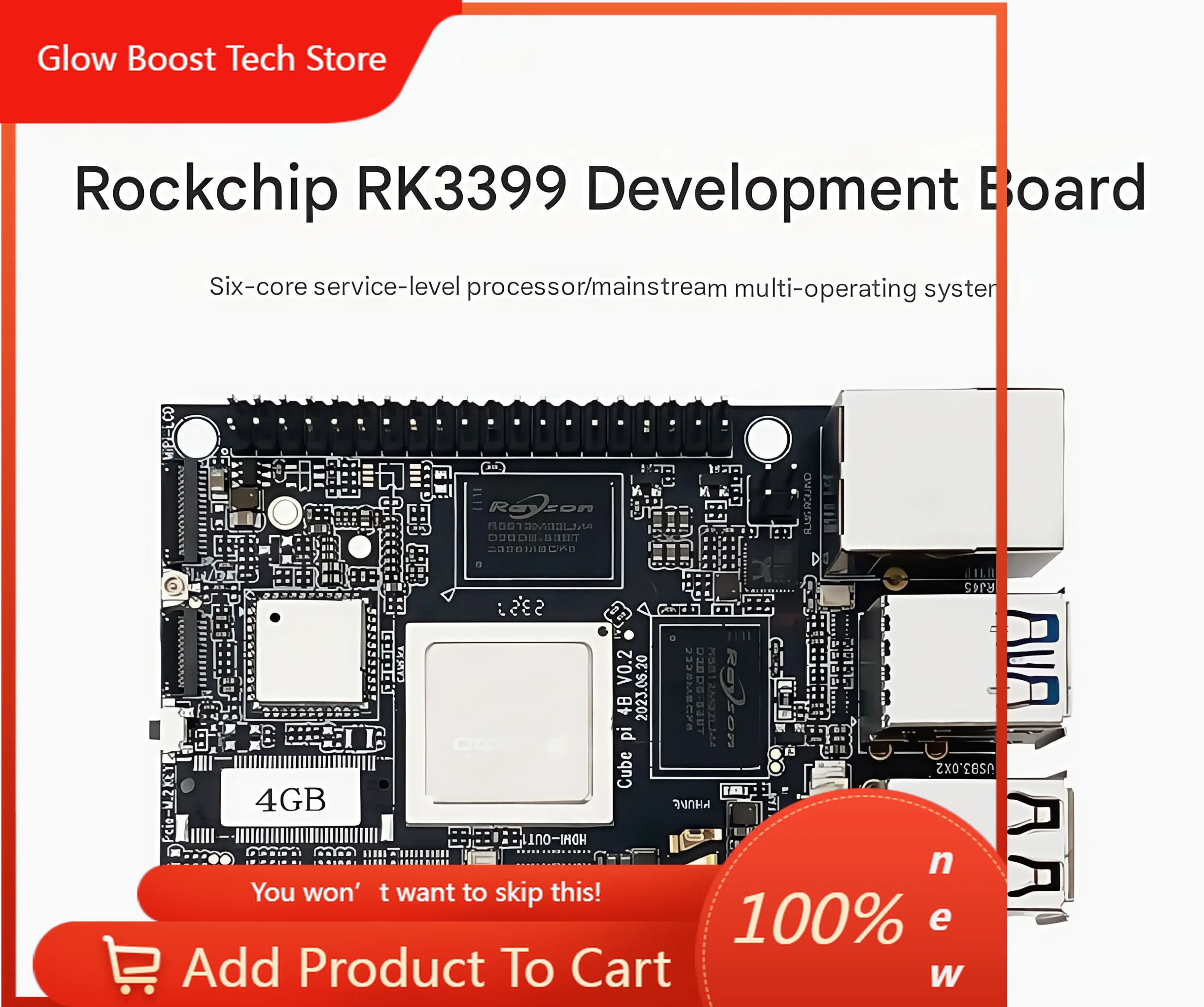NYWuKong Pi 4B IoT-Entwicklungsboard Kompatibel mit Raspberry Pi 3B Sechs-Kern-Gigabit-ARM-Entwicklungsboard
