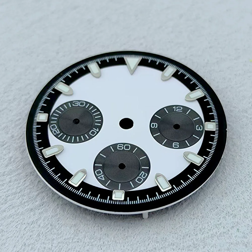 VK63 크로노 그래프 다이얼 29.5mm 맞춤형 로고 팬더 다이얼 녹색 빛나는 다이얼 맞는 VK63 쿼츠 무브먼트 시계 액세서리