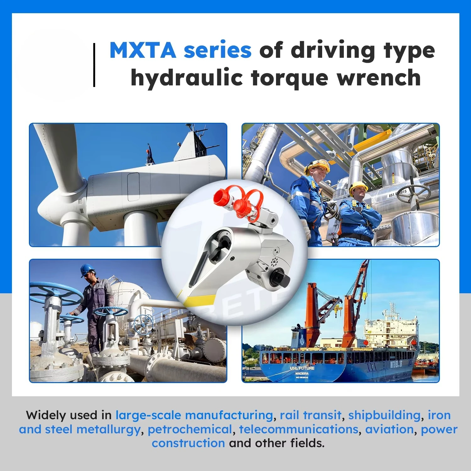 Tool8MXTA China 70 Mpa  e Adjustable 1/2  Hydraulic Torque Wrench High Strength 1078 to 10780 Nm Driv
