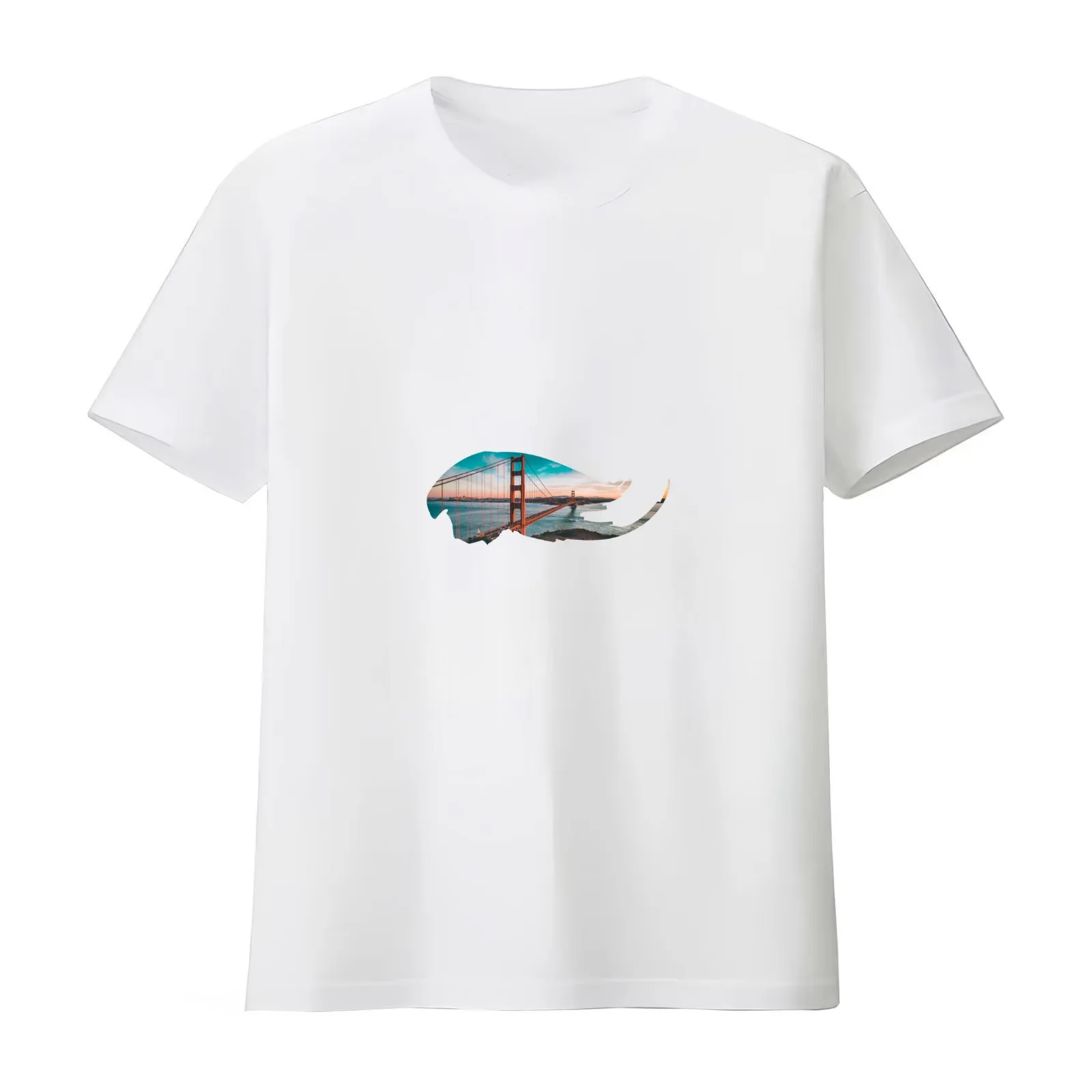 California Golden Gate Bridge Wave T-Shirt Summer Casual Cotton Tee Oversized Streetwear Tops Vintage Graphic Print
