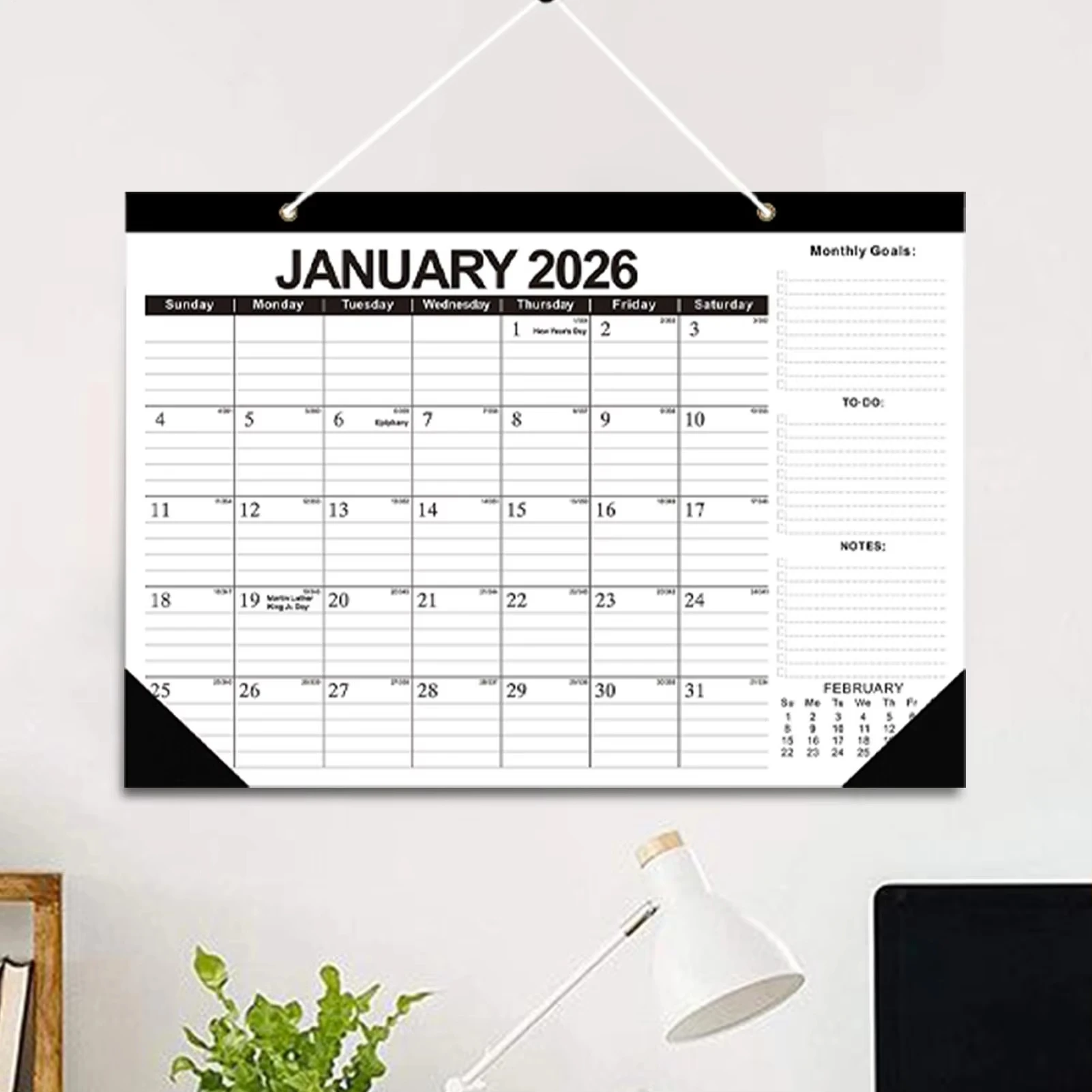 

New 2026 Wall Calendar 18-month 2026-2027 Daily Weekly Monthly Time Agenda Planner Organizer Home Office Decor Hangable Calendar