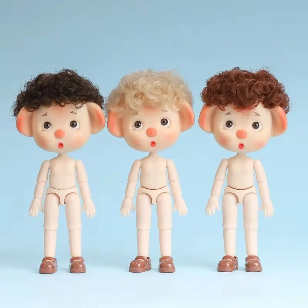

Beautiful 1/12 BJD Movable Joint Doll Body Pig Head Moveable Nude 12 Ball Jointed Doll Toys 3D Doll Head with Hair Toddler