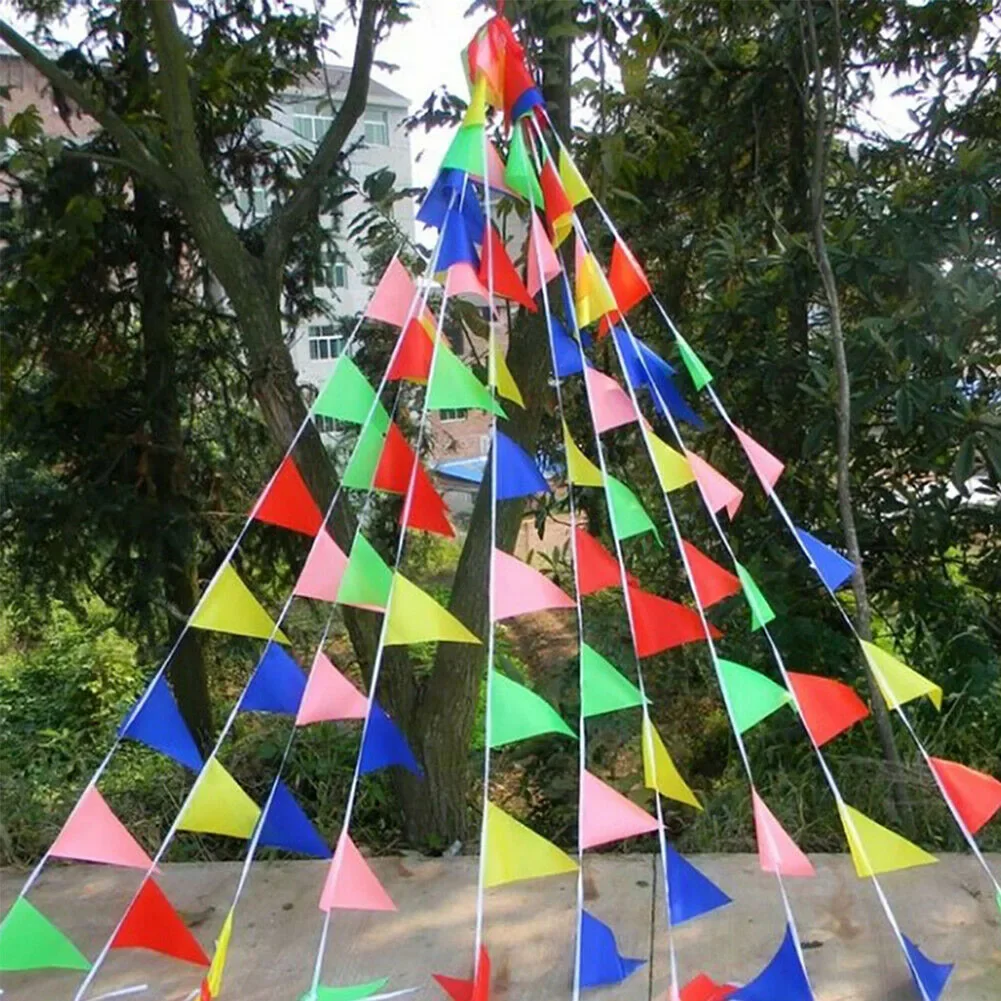 50m 100 Flags Multicolored Triangle Flags Bunting Banner Pennant Festival Outdoor Decoration Garland Festival Party Decor Flags