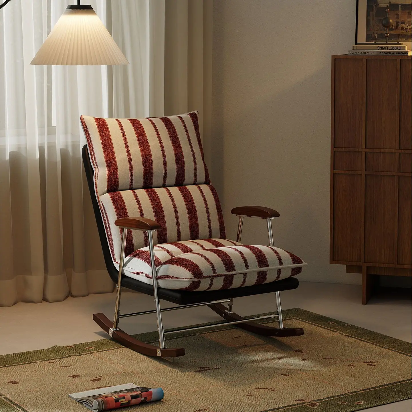 DSA antique rocking chair household living room balcony single reclining chair lunch break lazy leisure sofa rocking chair