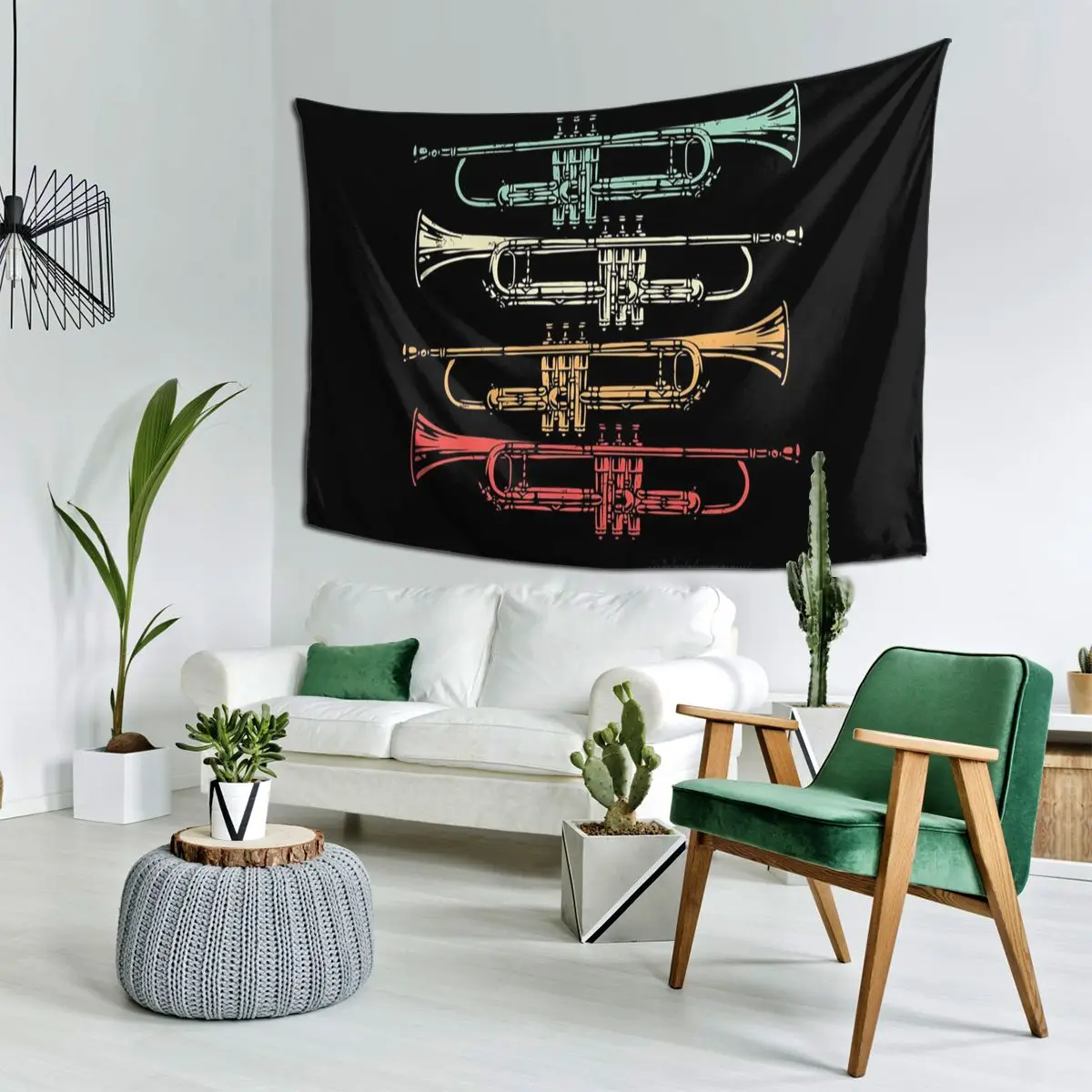 Trumpet - Trumpet Retro Tapestry Hippie Wall Hanging Aesthetic Home Decor Tapestries for Living Room Bedroom Dorm Room