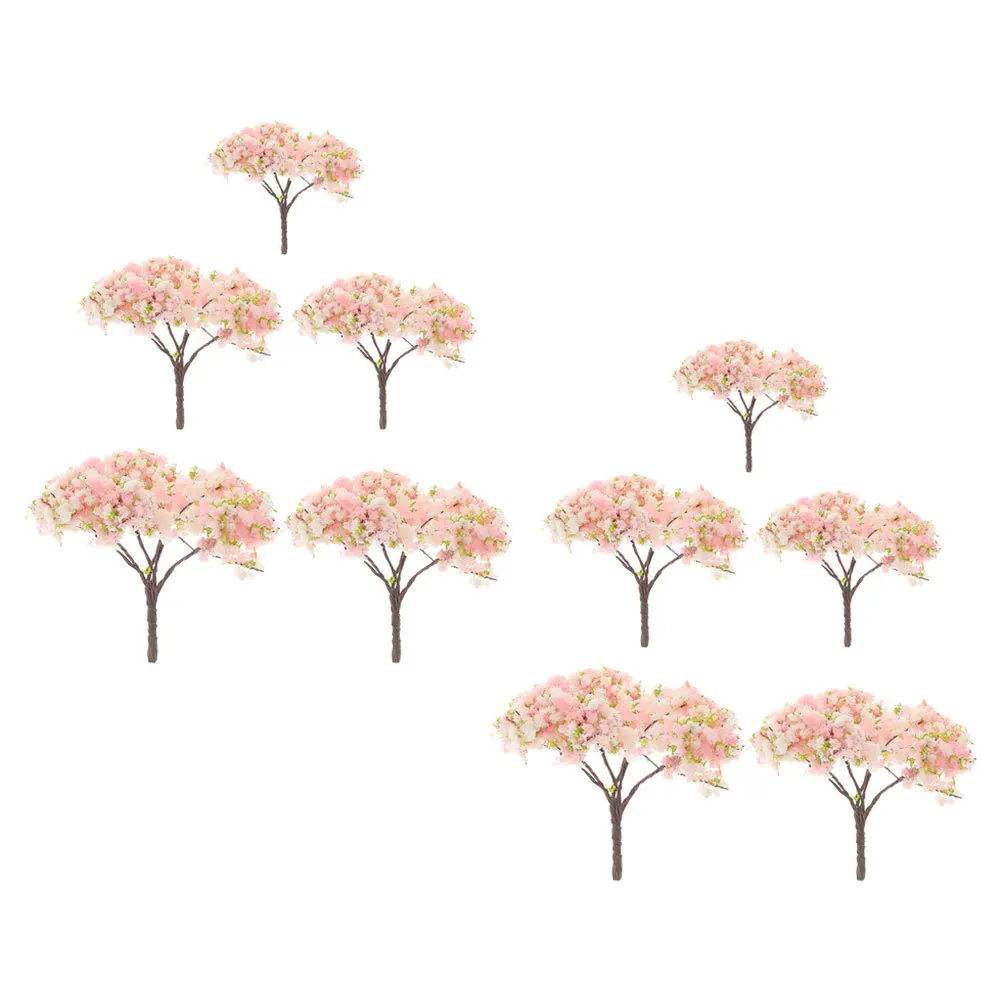 10 Uds. De árboles de flor de cerezo en miniatura para mesa de arena, decoración Diorama, Mini árbol de paisaje, diseño de ferrocarril, pequeños árboles artificiales