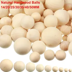 1-20Pcs Unfinished Natural Hardwood Balls Wooden Round Ball Beads Balls Without Hole for DIY Crafts Projects 14-50MM