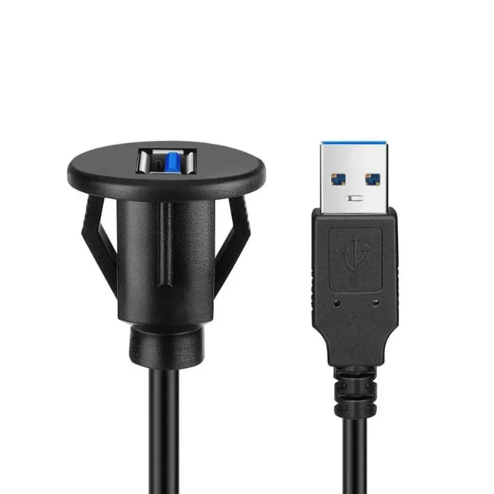 Waterproof USB3.0 Flush Mount Extension Cable With Buckle Dashboard Panel Mount for Car Truck Boat Motorcycle Data Transfer 1M