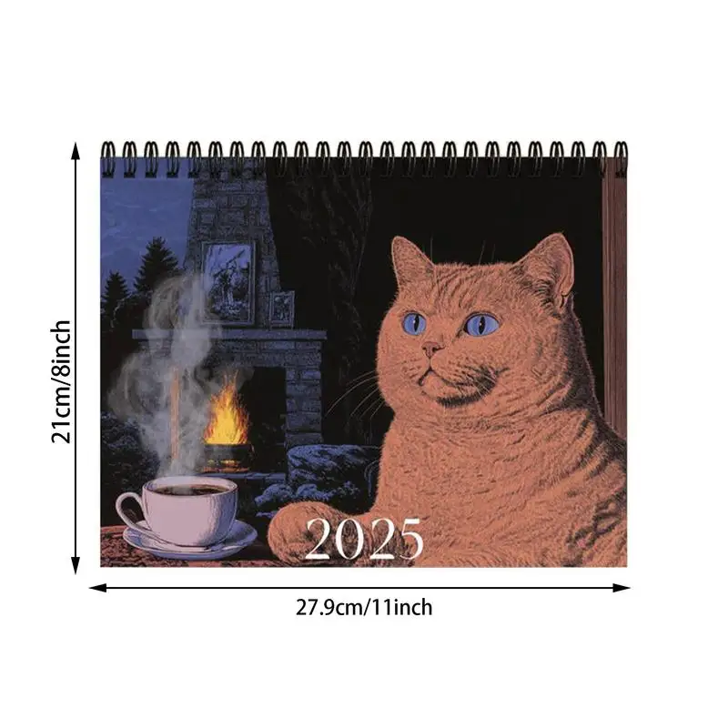 تقويم القهوة والقط 2025 تقويم لطيف للحيوانات الأليفة المضحك للقطط مخطط يومي أسبوعي شهري 2025 تقاويم حائط سهلة التخطيط للمكتب