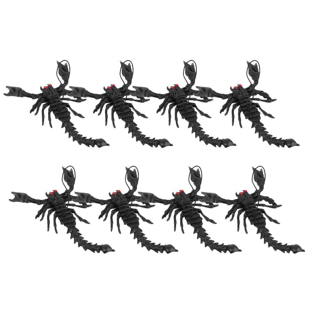 8 Pcs Scorpion Festival Cosplay Props Artificial Halloween Simulation Decorations Black Trick Toy Plaything